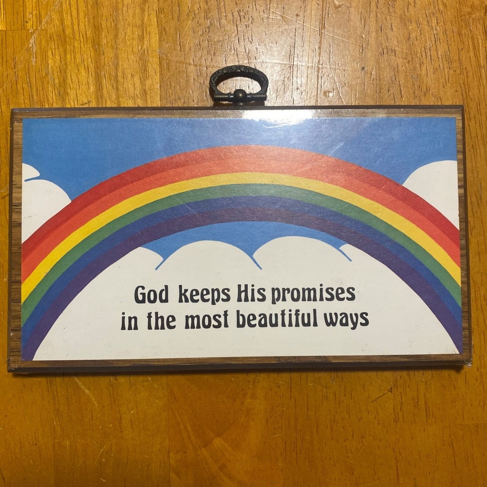 New Northwestern Products Wall Plaque Vintage Rainbow Religious God Promises
